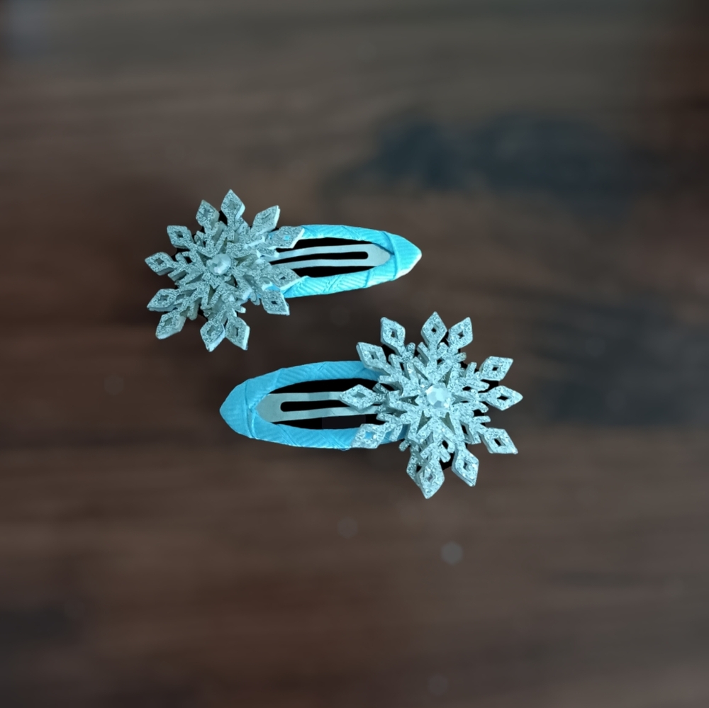 Silver Snowflake Hair Clips - Picture 3 of 6